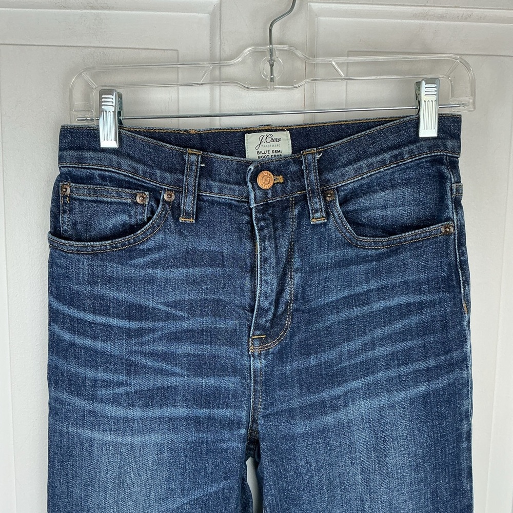 J. Crew Dark Blue Boot Cut Jeans Billie Demi Crop 26T - Picture 2 of 7